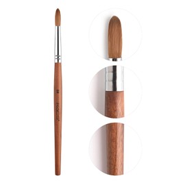 KADS Pure Kolinsky Hair Bristles Acrylic Nail Brush Oval Crimped Shaped RedWood Handle Professional Salon Quality (8#)