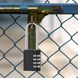 Oderra Padlock, 4 Digit Combination Padlock, Long Outdoor Padlock, Designed for Long Distance Locking, Code Padlock Suitable for Lockers, Warehouses, Tool Boxes, Schools, Black, 4-Digit Code Padlock