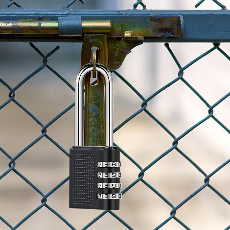 Oderra Padlock, 4 Digit Combination Padlock, Long Outdoor Padlock, Designed