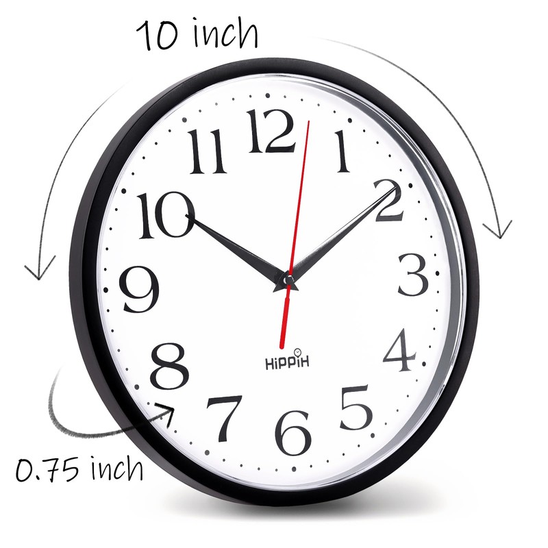 HIPPIH 2 Pack Silent Wall Clock, 10 Inch Non Ticking