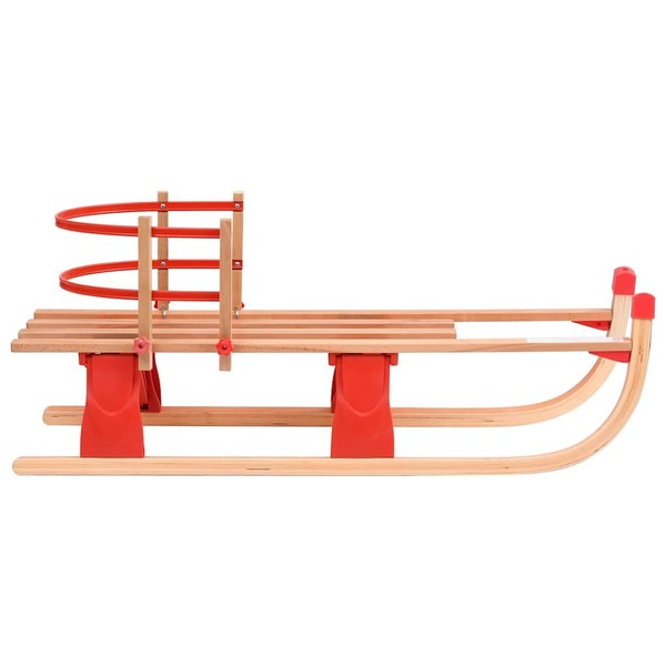 Folding Snow Sledge with Backrest 46.9" Wood,92493