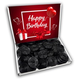Liquorice Wheels Gift Box Hamper Birthday Present (BIRTHDAY RED)