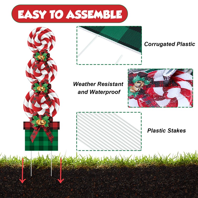 Christmas Candy Decorations Outdoor 50In Peppermint Xmas Yard Stakes Giant