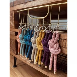 Knottinger Nautical Figure 8 Knotted Rope Keyring Key Chain Bag Charm Denim Blue