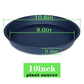 Bleuhome 6 Pack of 10 inch Plant Saucer Blue, Heavy Duty Plastic Plant Saucer 10 inch Round, Flower Plant Saucers for Indoors, Plant Trays for Planter 8"/9"/10" (10", Blue)