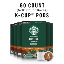 Starbucks Starbucks K-Cup Coffee Pods, Medium Roast Coffee, House Blend for Keurig Brewers, 100% Arabica, 6 boxes (60 pods total)