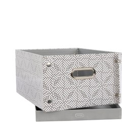 Idena 11196 Storage Box with Lid and Metal Handles, Storage Basket Made of Solid Cardboard, Approx. 37.5 x 28 x 18 cm