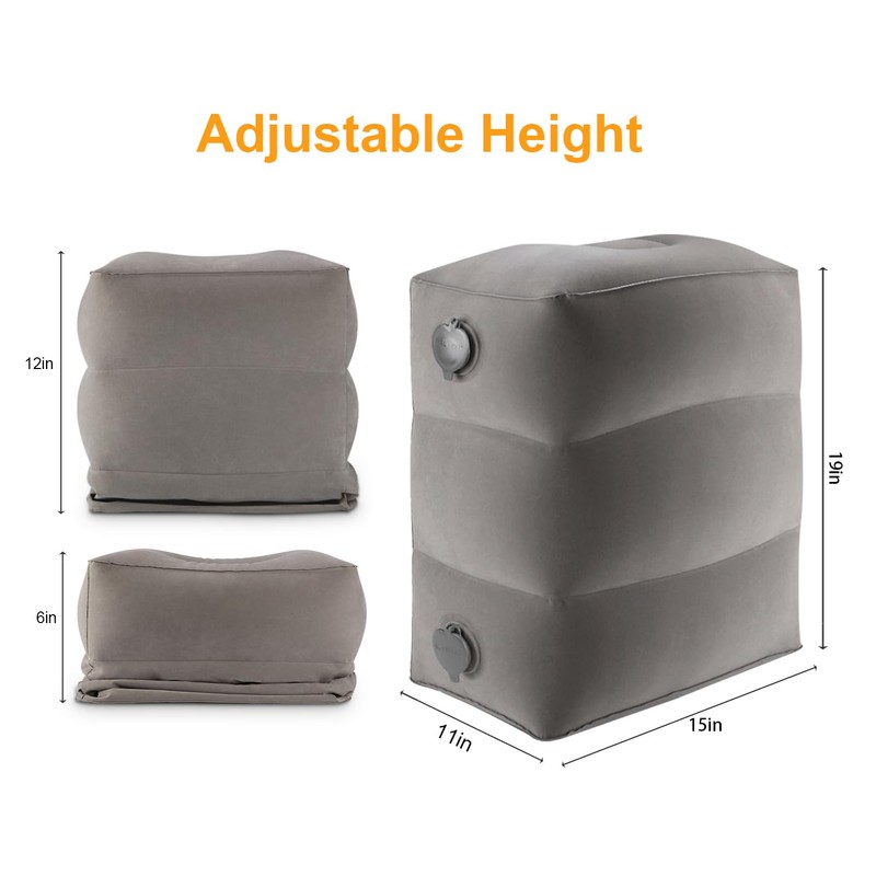 Inflatable Travel Foot Rest Pillow, Kids Airplane Bed, Adjustable Height
