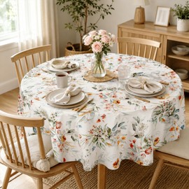 Arquiel Floral PVC Table Cloth Waterproof Oilcloth Round 137x137cm