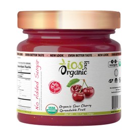 IOS Love Organic Spreadable Fruit - USDA Organic Certified 65% Fruits - Non-GMO, Vegan, Gluten Free, Kosher, NO Added Sugar, Net. Wt. 10.1Oz (Sour Cherry, 10.1 Oz (Pack of 1))