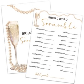 HQLOW 30 Guests Bridal Shower Games - Bridal Word Scramble Game, Bridal Shower for Engagement Wedding Party, Wedding Shower Games, Bridal Games for Showers (Gold Champagne) -001