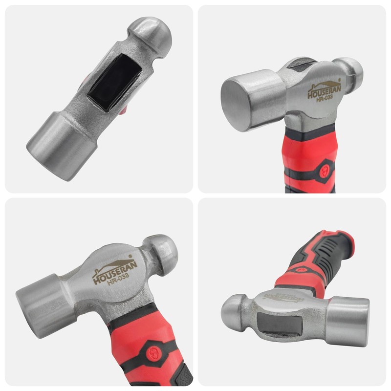 HOUSERAN Ball Peen Hammer, 13oz Small Ball Peen Hammer, Stubby
