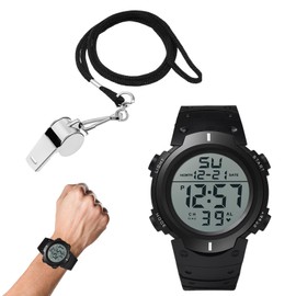 Referee Watch, Stopwatch Wrist Stop Watches Suitable Match Referee and Coach & Men Women Running Swimming & Outdoor Training, With Alarm/Timer LED Backlight, Night Mode with Whistle