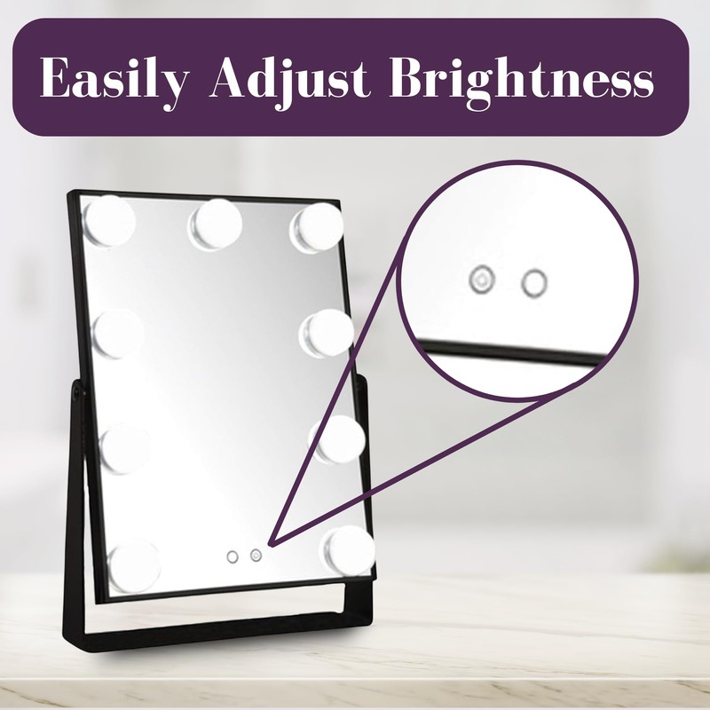 JERDON Lighted Vanity Makeup Mirror with Large Dimmable Bulbs and