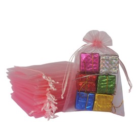 Pack of 100 Gift Organza Bags with Drawstring 4x6 inch Blush Pink for Jewelry,Candy,Bracelets Sheer Fabric Clear Mesh Sachet for Baby Shower,Christmas,Party Favors,Mom Birthday,Wedding,Bridal Shower