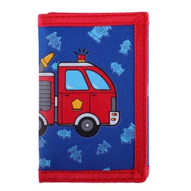 RFID Blocking Wallet for Kids/Slim Cartoon Wallet with Zippered Pocket/Trifold Canvas Outdoor Sports Wallet, Truck