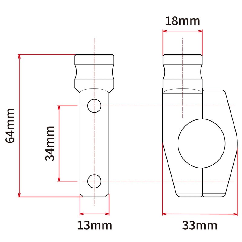 ディーアールシー(DRC) ミラーホルダー 取付けネジ穴10mm ステンボルト採用 ミラー取付け アルミ削り出し ブラック D41-06-101 ダートフリーク DIRTFREAK