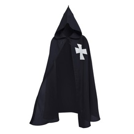 NICEYEA Medieval Knight Cape with Hood Costume Templar Knight Crusader Cape Fancy Dress Cosplay LARP Temple Hospitaller Coat Cloak with Cross, Fancy Dress Women Men