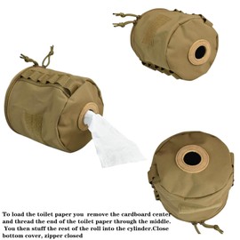 Hdlsina Upgraded Large Capacity Roll Paper Storage Holder Pouch Toilet Paper Holder Hanging Toilet Paper Dispenser with MOLLE for Camping Tent (TAN)