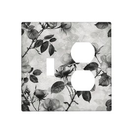 Annisrak Wallplates Black Breezy Watercolor Garden Floral 1 Toggle 1 Duplex Switch Plate Electrical GFCI Faceplate Decorative Light Switch Covers for Bedroom Home Decor