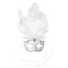 ILOVEMASKS Venetian Masquerade Ostrich Tall Feather Glitter Party Mask (Silver