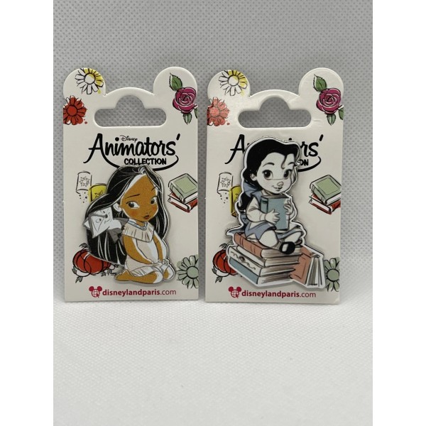 Disneyland Paris Pocahontas and Belle Animator's Collection pin set !!