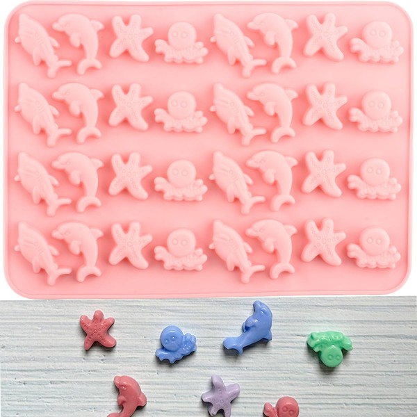 YIMINGMOLD 32 Cavity Mini Gummy Ocean Animals Candy Molds Starfish