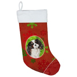 Caroline's Treasures CK3974CS Christmas Snowflakes Tricolor Cavalier Spaniel Christmas Stocking Fireplace Hanging Stockings Christmas Season Party Decor Family Holiday Decorations