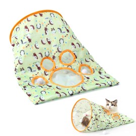 Cat Sack Hide and Seek Cat Toy Cat Tunnel Bags for Indoor Cats Interactive Cat Toy Crinkle Paper Collapsible Cat Drill Bag with Plush Ball