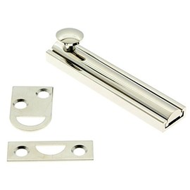 idh by St. Simons 11044-014 Professional Grade Quality Genuine Solid Brass Surface Bolt with 1-Inch Throw, 4-Inch, Bright Nickel