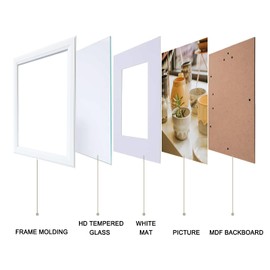 KTKDE 11x17 White Picture Frame, Poster Frame Display Pictures 9x15 with Mat or 11x17 Without Mat, Real Glass,Modern Style Wood Composite Frame,Wall Hanging Wall Gallery Photo Frame,