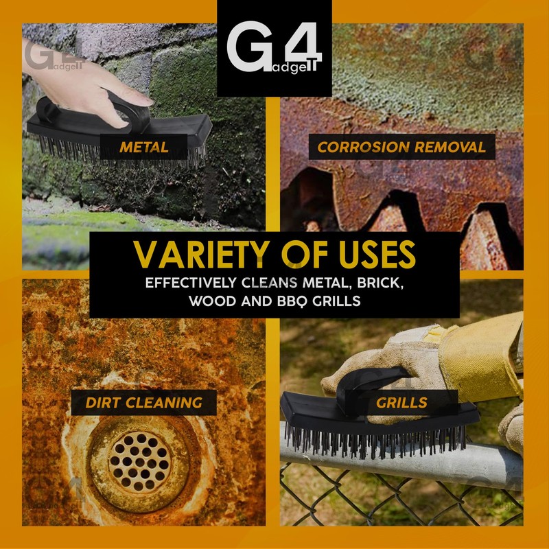 G4GADGET Heavy Duty Wire Brush with Grip Handle - Rows