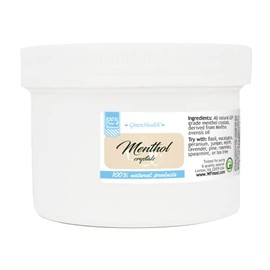 Greenhealth - 8oz - Menthol Crystals in a White Plastic Jar(Melting Point is Approximately 95 to 107 Degrees F)