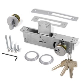 Storefront Door Mortise Lock Deadbolt Aluminum storefront Mortise Door Lock Hook Deadbolt Double Cylinder - Storefront Entry Door Lock Set (1-1/8" Backset)