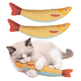 Doysmevs Cat Toys Saury Fish, 2 Pack, Interactive Catnip Toys Premium Soft Chew Kicker Cat Toys for Indoor Cats & Kittens with Rattle Sound, Cat Chew Toys for All Breeds Exercise and Play