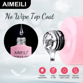 AIMEILI Base and Top Coat Gel Nail Polish Soak Off UV LED Gel Polish No Wipe Top Coat and Base Coat 15ml