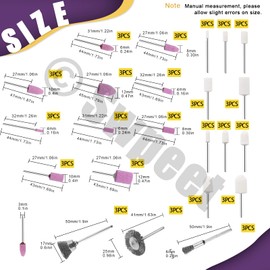 Swpeet 69Pcs 1/8" Shank Grinding Stone Set, 2 Shaped and 5 Sizes of Sanding Drill Bit for Rotary Tool Flap Wheel and Wool Felt Mounted Mandrel Set, 3 Types Carbon Steel Wire Wheel Brush for Buffing