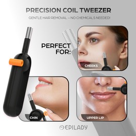 Epilady Precision Coil Tweezer, Facial Hair Remover with Ergonomic Design, Hair-Removal Tool for Upper Lip, Chin, and Face, Portable Tweezers for Facial Hair