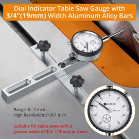 Neoteck 0-1"/0.001" Dial Indicator Table Saw Gauge Suitable for Table Saws with a Groove Width of 3/4" (19mm) or More for Aligning and Calibrating Workshop,Machinery,Band Saw -Silver