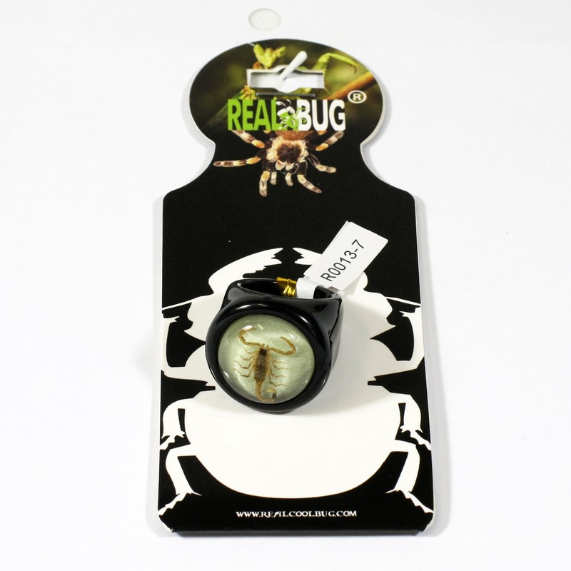 REALBUG Golden Scorpion Black Ring Size 6