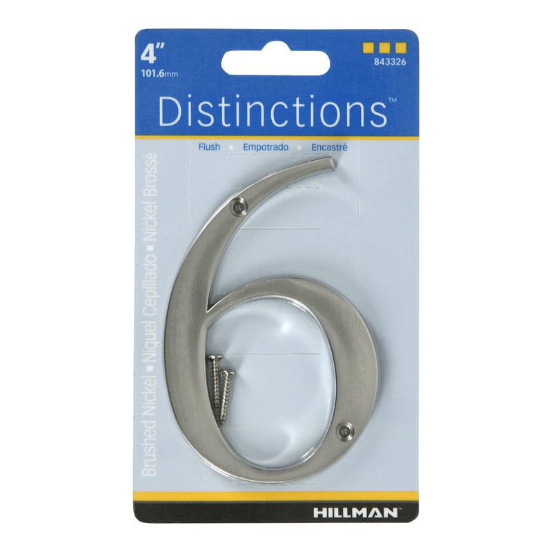 Distinctions by Hillman 843326 4-Inch Brushed Nickel Flush-Mount House Number