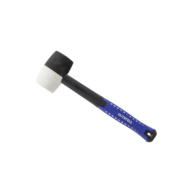 Faithfull FAIRMBWF16 Combination Rubber Mallet - Black/White 16oz Fibreglass Shaft