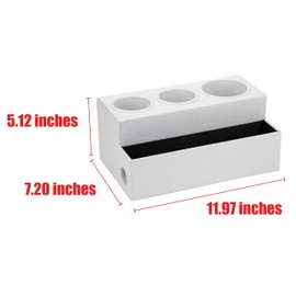 JACKCUBE Design Hair Dryer Holder Hair Styling Product Care Tool Organizer Bath Supplies Accessories Tray Stand Storage Bathroom Vanity Countertop with 3 Holes (White) – :MK154D