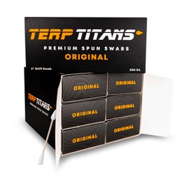 TerpTitans Original - Stiff Bamboo Cotton Swabs, 1200 Count — Spiral Tip for Max Absorption and Fine Point Tips for Tight Spaces | Zero Plastic Packaging | 6-Pack