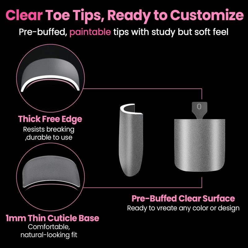 Gel Toe Nail Press ons kit with UV Light, French