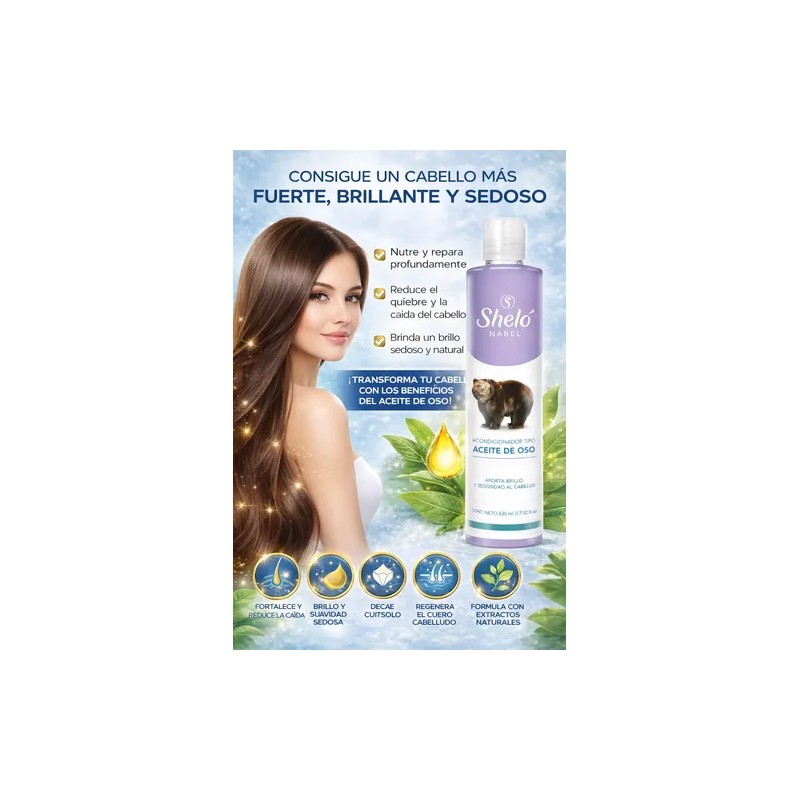 Pack 2 Acondicionadores Tipo Aceite De Oso 530ml Shelo Nabel