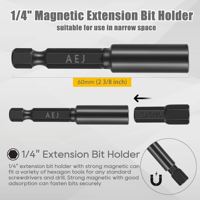 Aej 49-Piece Hex Head Allen Wrench Drill Bit Set Metric