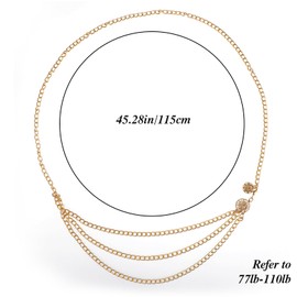 WLLHYF Waist Chain Belt Fashion Multilayer Belly Chain Party Body Jewellery Adjustable Waist Bands Body Decoration Waist Chain for Women and Girls, Iron