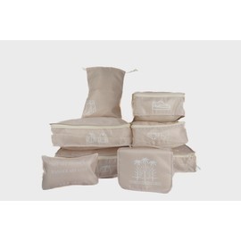 Verkennen Packing Cubes Set of 8 – Extra Large Travel Organizers for Backpackers – Lightweight, Durable, Space-Saving with Southeast Asia Map Designs (Vietnam, Cambodia, Thailand, Philippines) Beige