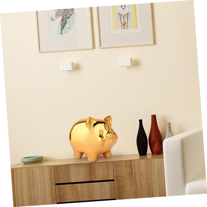 HONITANO Ceramic Piggy Bank Cute Pig-Shaped Money Box for Home